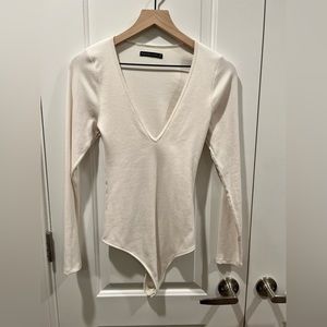 Abercrombie & Fitch cream thong bodysuit - size medium